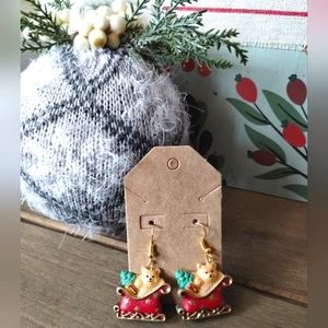 New Santa's Sleigh Christmas Earrings